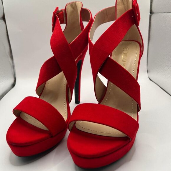 Bold Red Fabric Strappy Stiletto - Picture 1 of 6
